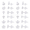 60 Sets 6 Style Crown & Cross & Swan & Vortex Transparent Resin Stud Earrings for Women EJEW-BG0001-02-1