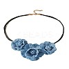 3D Rose Polyester Choker & Stud Earrings Sets FS-WG5AEB6-01-5