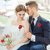 Cloth Rose Flower Boutonniere Brooch with Rhinestone AJEW-WH0258-294A-4