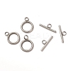 Tarnish Resistant 304 Stainless Steel Textured Toggle Clasps STAS-A048-01P-2