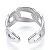 304 Stainless Steel Curb Chains Shape Open Cuff Ring RJEW-N040-12-3