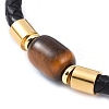Column Natural Tiger Eye Bead Leather Cord Bracelets BJEW-A009-03G-2