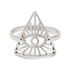 Non-Tarnish 304 Stainless Steel Triangle with Horse Eye Adjustable Ring for Women RJEW-M149-10P-1
