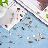 60Pcs 3 Color Flat Round 304 Stainless Steel Stud Earring Findings STAS-TA0002-47-4