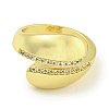 Rack Plating Brass Micro Pave Cubic Zirconia Teardrop Open Cuff Rings for Women RJEW-I104-06G-2