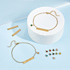 304 Stainless Steel Blank Rectangle Link Bracelet with Birth Stone Charms DIY Making Kit DIY-UN0056-20-2