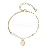 Brass Heart Charm Bracelets BJEW-JB12712-2