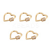 Brass Micro Pave Clear Cubic Zirconia Screw Carabiner Lock Charms ZIRC-E164-07G-2