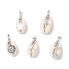 Natural Cowrie Shell & Alloy Pendants PALLOY-JF03937-1