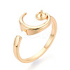 Moon Brass Micro Pave Clear Cubic Zirconia Cuff Ring Settings KK-T076-23G-1