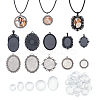 20Pcs 10 Styles Tibetan Style Antique Silver Alloy Flat Oval Pendant Cabochon Settings TIBEP-ME0001-05-1