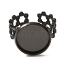Hollow Flower 304 Stainless Steel Cuff Ring Components STAS-P454-03D-B-2