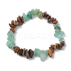 Natural Tiger Eye & Green Aventurine Chip Beaded Stretch Bracelets BJEW-JB10776-02-1