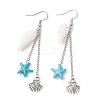 Shell Shape with Starfish Dangle Earrings EJEW-TA00640-2