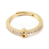 Rack Plating Brass Clear Cubic Zirconia Number 3 Adjustable Rings for Women RJEW-S407-09G-03-2