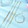 Brass Enamel Beaded Link Chains & Paperclip Chains Bracelets for Women BJEW-JB13568-1