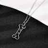 304 Stainless Steel Black Enamel Paw Print Bone Pendant Pet Urn Ashes Necklaces NJEW-S455-06P-3