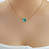 Exquisite Brass Pave Clear Shiny Cubic Zirconia Flat Round with Star Pendant Necklaces DS0332-4