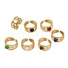 Round Natural Mixed Stone Finger Rings RJEW-Q822-15G-1