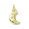 Moon Theme Brass Micro Pave Clear Cubic Zirconia Charms KK-H475-57G-13-1