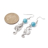 Synthetic Turquoise Beaded Dangle Earrings EJEW-JE05496-3