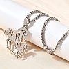201 Stainless Steel Laser Cut Double Horse Pendant Box Chain Necklaces for Women Men NJEW-E156-03P-1