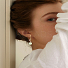 1 Pair Column Alloy & Natural Jade & Plastic Pearl Stud Dangle Earrings EJEW-LP0007-082-1