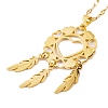 Woven Net/Web with Feather 201 Stainless Steel Boho Pendant Necklaces for Women NJEW-G087-01G-2