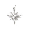 Brass Micro Pave Clear Cubic Zirconia Star Connector Charms with Jump Rings KK-V011-64P-1