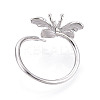 Butterfly Shape Brass Micro Pave Clear Cubic Zirconia Cuff Ring Settings KK-T076-50P-3