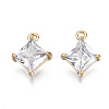 Brass Micro Pave Clear Cubic Zirconia Charms KK-T056-65G-NF-1