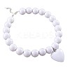 Glass Heart Pendant Round Plastic Beaded Necklaces for Women FS-WG4AA6D-01-3