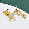 Brass Micro Pave Cubic Zirconia Fish Dangle Stud Earrings EJEW-K320-01G-21-5