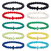 10Pcs 10 Style Natural Lava Rock & Dyed Synthetic Turquoise Cross Beaded Stretch Bracelets Set BJEW-AN0001-76-1