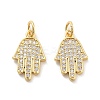 Rack Plating Brass Micro Pave Clear Cubic Zirconia Pendants KK-C063-13G-1