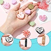 12Pcs Heart Silicone Focal Beads SIL-YW0001-67-4