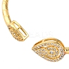 Teardrop Rack Plating Brass Cubic Zirconia Cuff Bracelets for Women BJEW-M040-03G-2