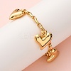 304 Stainless Steel Heart Charms Bracelets BJEW-G758-02G-2