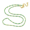 Brass Enamel Column Link Chain Necklaces NJEW-H039-02C-01G-1