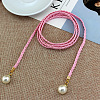Imitation Leather Braided Belly Belt with Plastic Imitation Pearl Round Bead WG11EBA-05-1