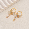 Elegant Butterfly Brass Pave Clear Cubic Zirconia Dangle Stud Earrings LS-UU2168-2