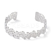 Non-Tarnish 304 Stainless Steel Flower Open Cuff Bangles for Women BJEW-C071-14P-2