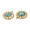 PVD Vacuum Plating 201 Stainless Steel Synthetic Turquoise Pendants STAS-C064-VC875-1-4