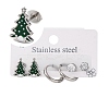 3 Pairs 3 Styles Christmas 304 Stainless Steel Hoop & Studs Earrings Set for Women EJEW-K279-12C-P-1
