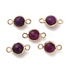 Natural Dyed Natural White Jade Faceted Round Links Connector Charms G-G175-01G-01-1