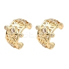 C-Shaped with Rhombus Brass Micro Pave Clear Cubic Zirconia Cuff Earrings EJEW-L316-01G-03-4