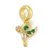 Rack Plating Brass Pave Colorful Cubic Zirconia Bird European Dangle Charms KK-Z067-48G-1