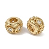Brass Micro Pave Cubic Zirconia Rondelle European Beads KK-I719-19G-2