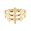 Ion Plating(IP) 304 Stainless Steel Hollow Out Rectangle Adjustable Ring for Women RJEW-I097-04G-2