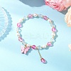 Frosted Dyed Synthetic Moonstone & Shell Pearl Round Beads Stretch Bracelets BJEW-JB11822-04-1